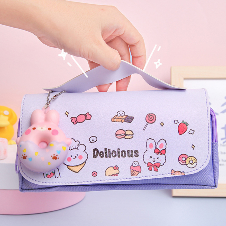 Tempat Pensil Squishy Lucu Karakter Bear Donut Cat &amp; Polos Import