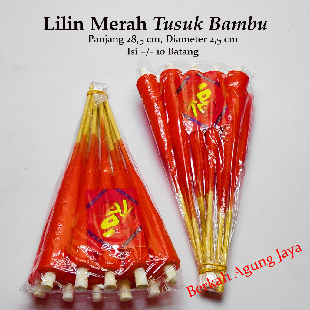 Lilin Merah Tusuk Bambu Joss Candle / Lilin Tusuk Sate Fu