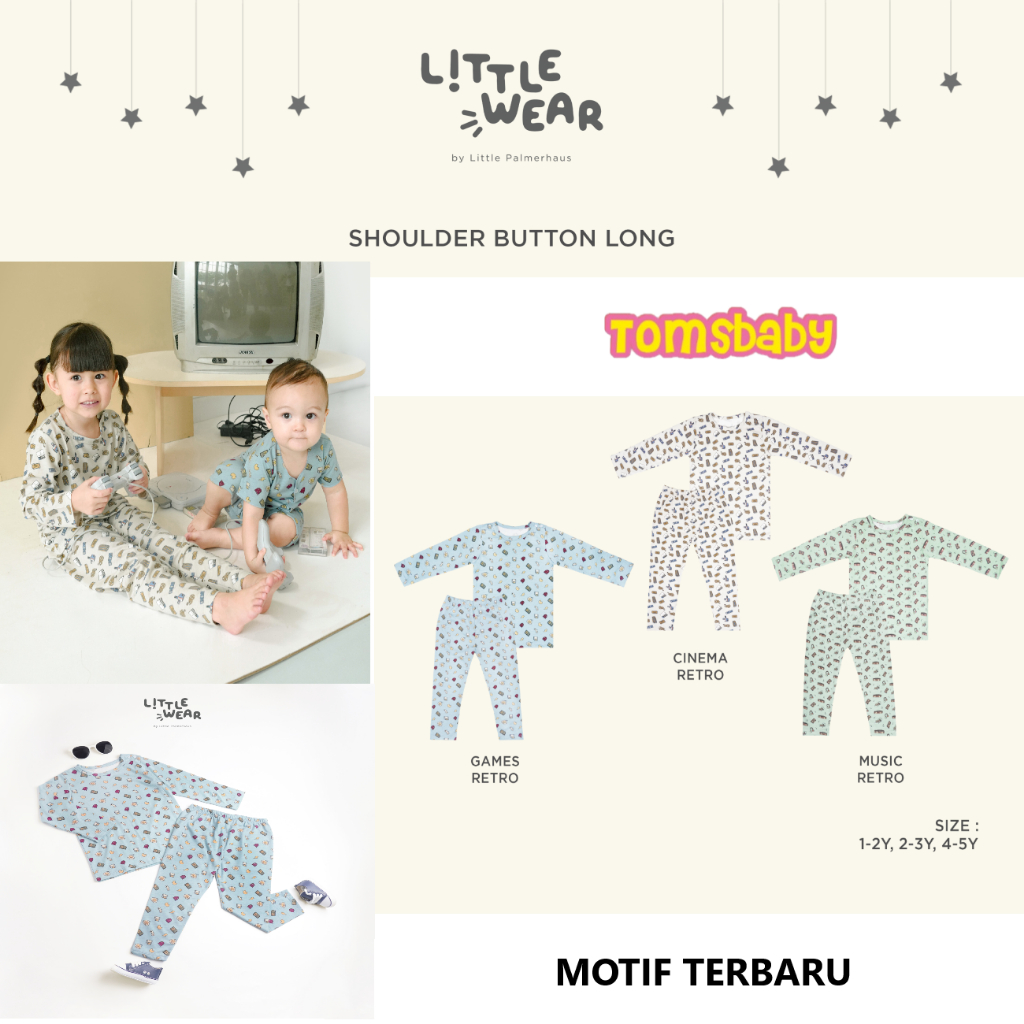 [TOMS] [1-5Tahun] LITTLE PALMERHAUS (1stel) Little Wear Shoulder Button LONG Sleeve (Stelan Baju Bayi PANJANG)