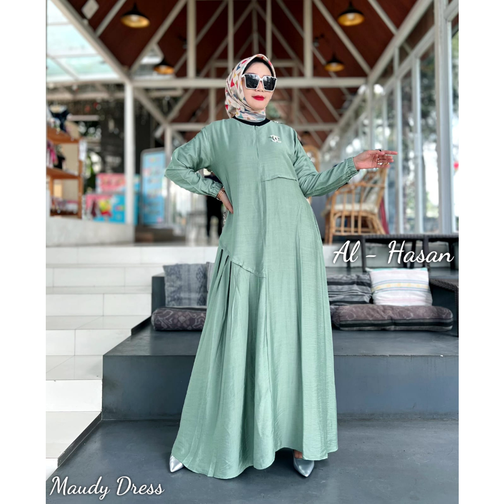 Maudy Dress By Al-Hasan Gamis Polo Linen gamis syari gamis muslimah gamis terbaru