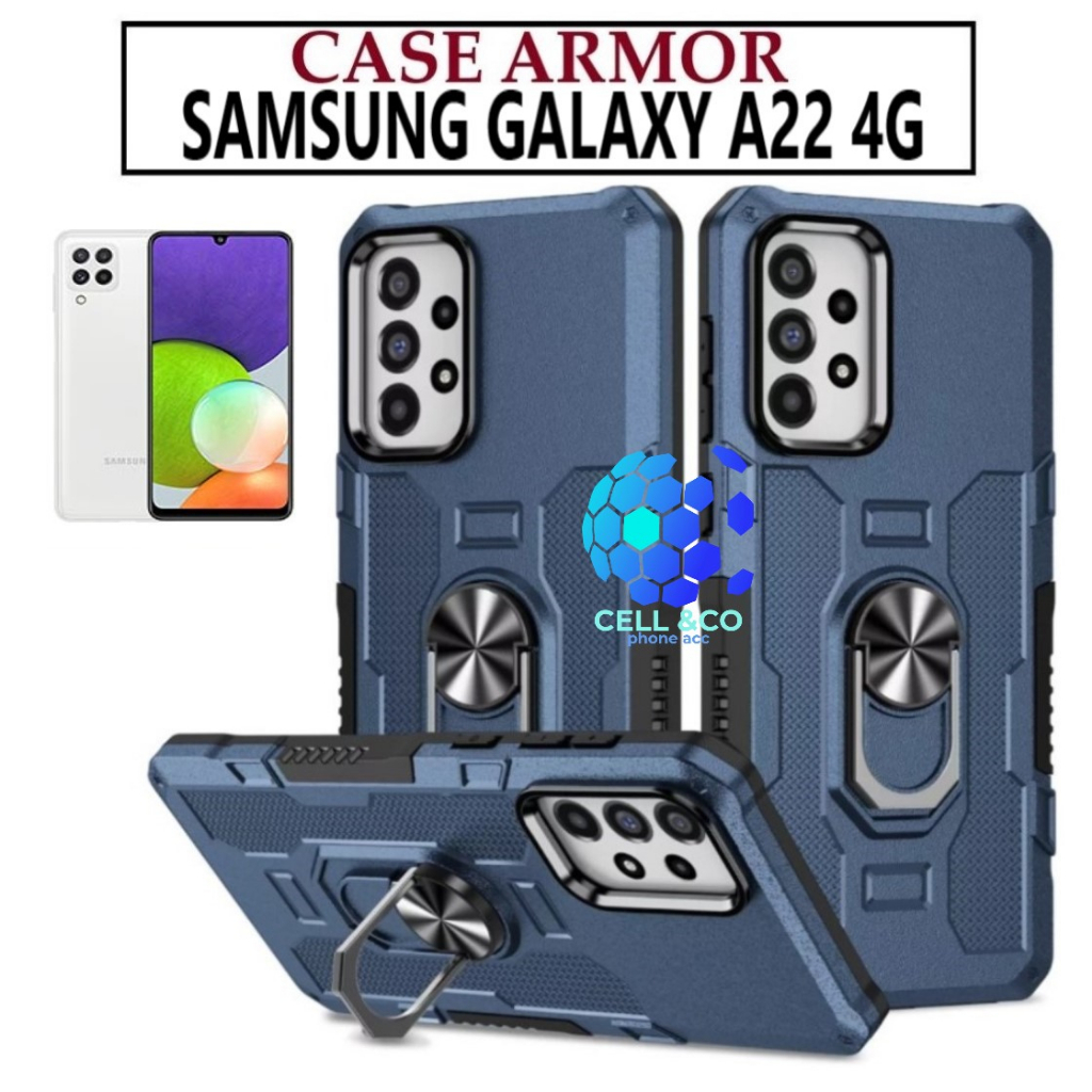 Case Armor SAMSUNG A22 4G Iring Cincin Magnetic Kesing Hp Protect kamera Premium Hard Case Standing Robot Pelindung Kamera