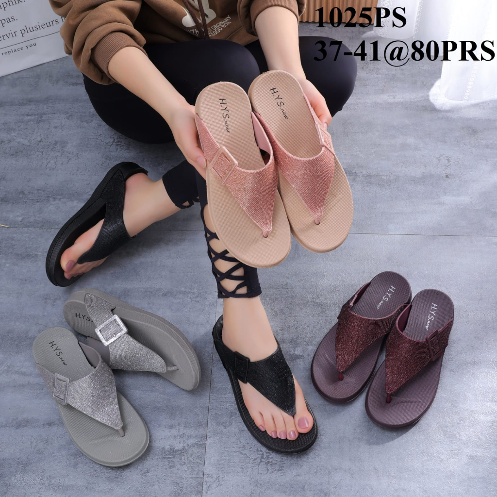 PROMO- Sandal wanita jepit wadges HYS 1025 PD gliter Jelly