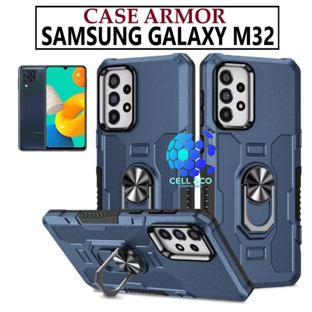 Case Armor SAMSUNG M32 Iring Cincin Magnetic Kesing Hp Protect kamera Premium Hard Case Standing Robot Pelindung Kamera