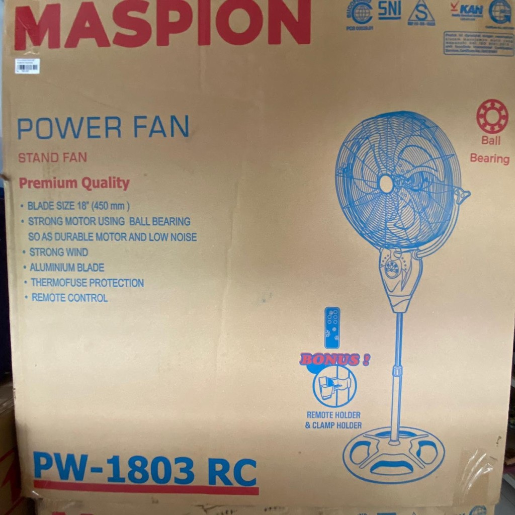 KIPAS ANGIN MASPION PW 1803 RC / STAND FAN MASPION + REMOTE 18&quot;