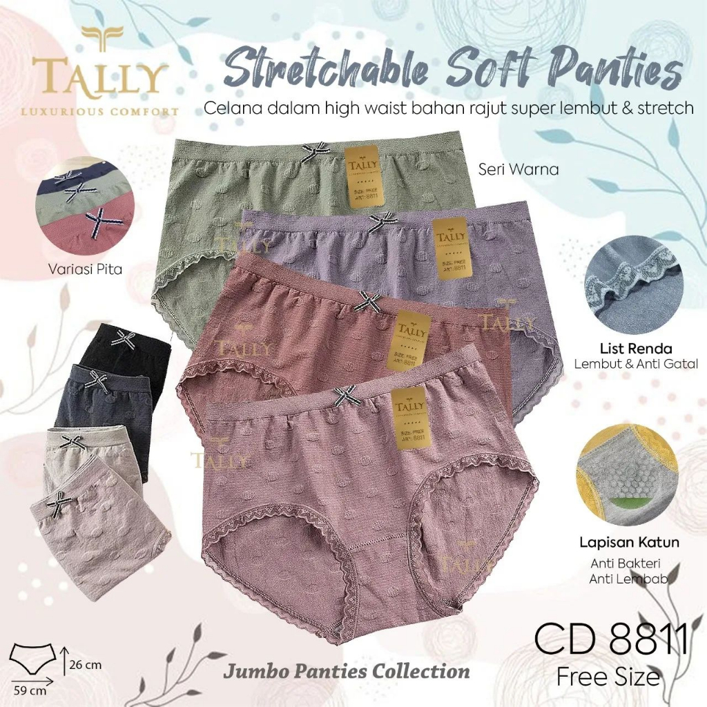 TALLY CD CELANA DALAM RAJUT 8811 I FREE SIZE I FIT XL I BAHAN RAJUT HALUS