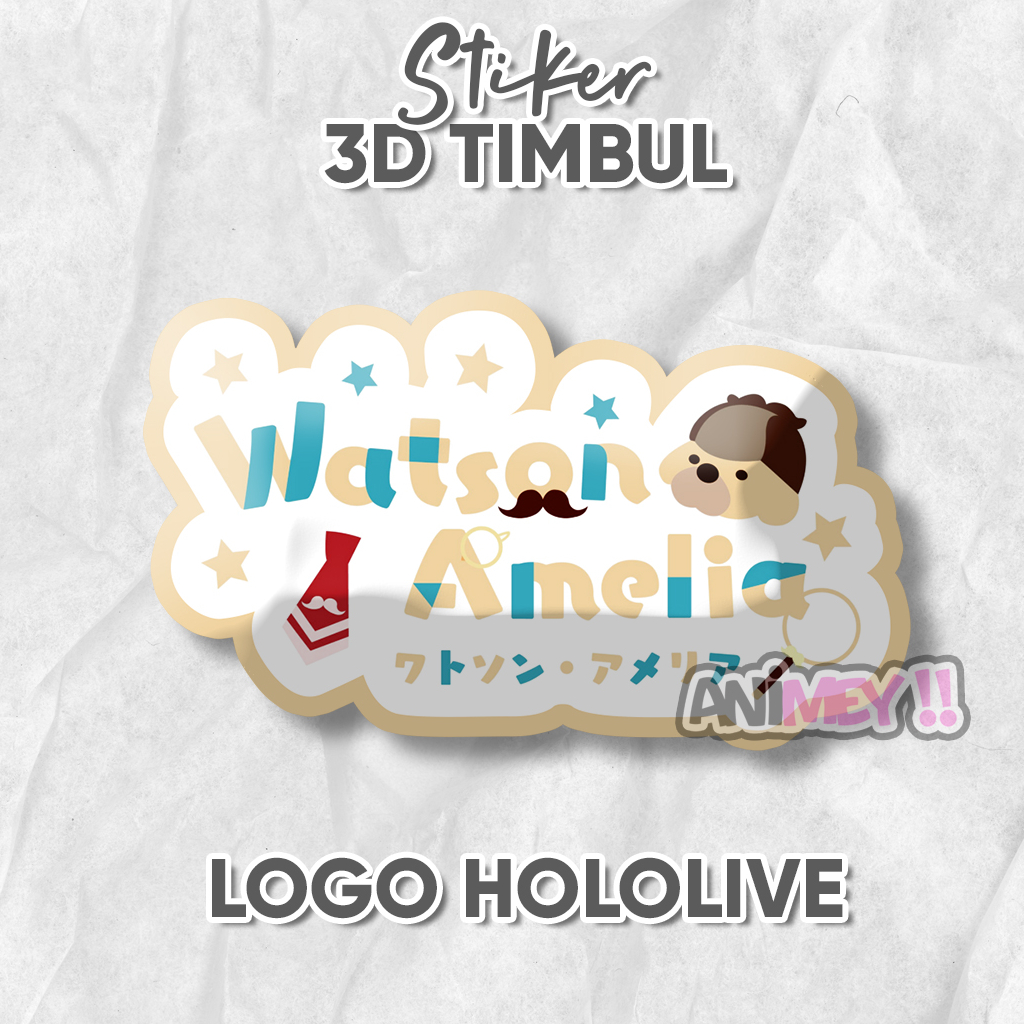 

Stiker Emblem 3D Timbul Logo Amelia Watson / Stiker Anime Resin