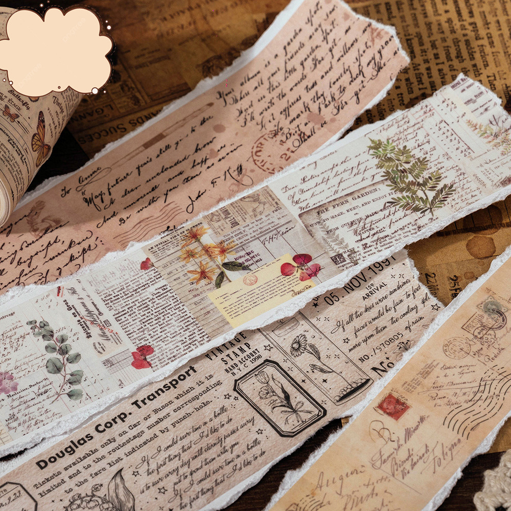 WASHITAPE UNTUK JOURNALING MASKING TAPE SELOTIP KERTAS WASHI MOTIF CLASSIC RETRO VINTAGE @banyak