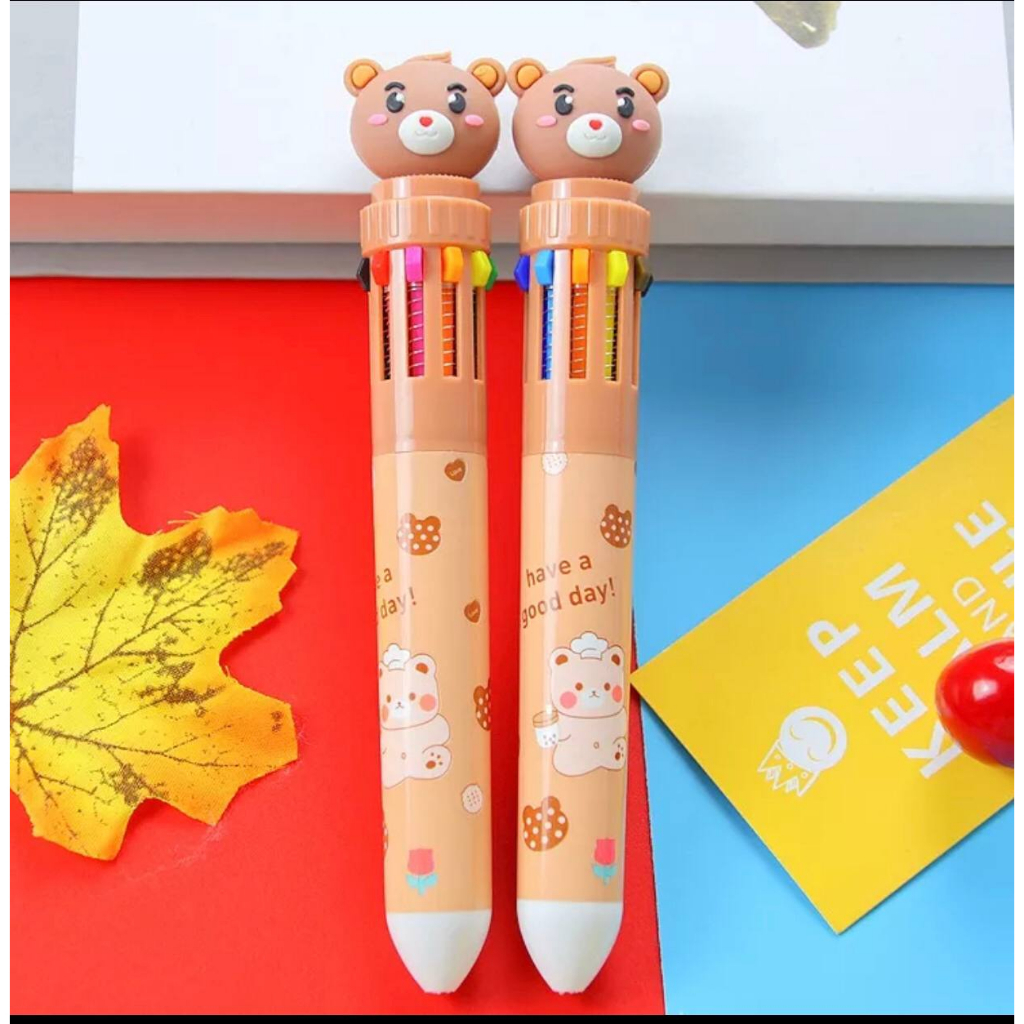 

Pulpen 10 Warna Pena Motih Beruang Pulpen Karakter Teddy Bear (Pulpen warna warni )