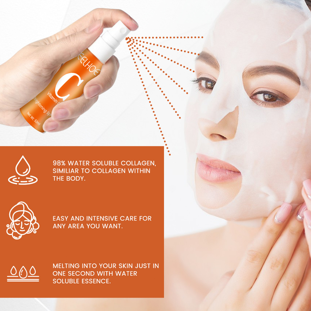 Collagen Film &amp; Mist Kit Facial Skin Care Suit vitamin C Highprime Collagen Soluble Anti-aging Memutihkan dan mencerahkan Masker Wajah Untuk Wanita