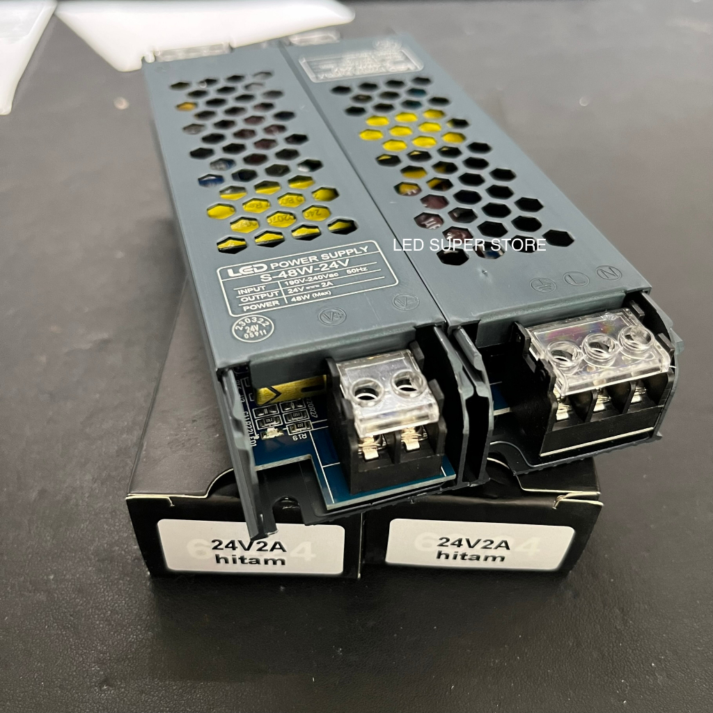 LED Power Supply Black Edition Slim Tipis 24v 100w 200w 300w 400w | Adaptor Trafo 24v Hitam kecil