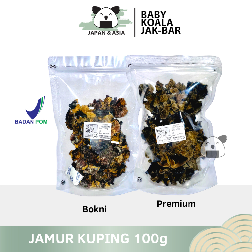 

BOKNI Jamur Kuping Kering Hitam 100 g | Dried Black Fungus Premium