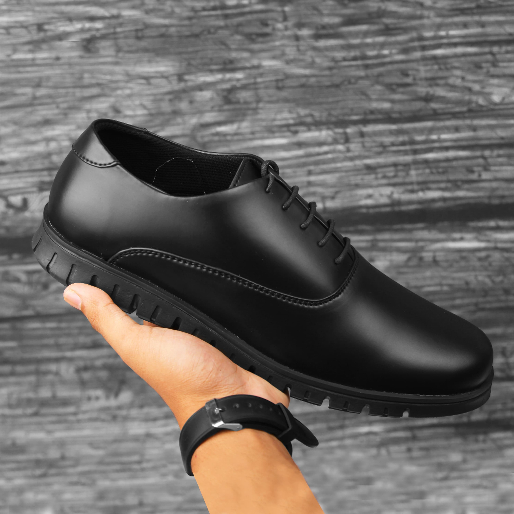 Sepatu Pantofel Pria Kulit Formal Kerja Kantor PDH Model Terbaru Full Black Original Arf Hst