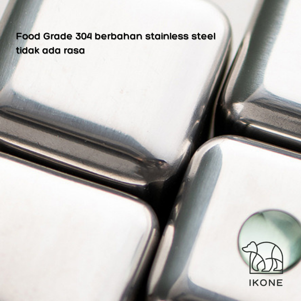 【IKONE】CUBE Es Batu Stainleess Steel Cube Food Grade Dapat Capit Ice Cube Reusable Ice Cube Pendingin Non Cair SUS304 Es batu Anti Cair