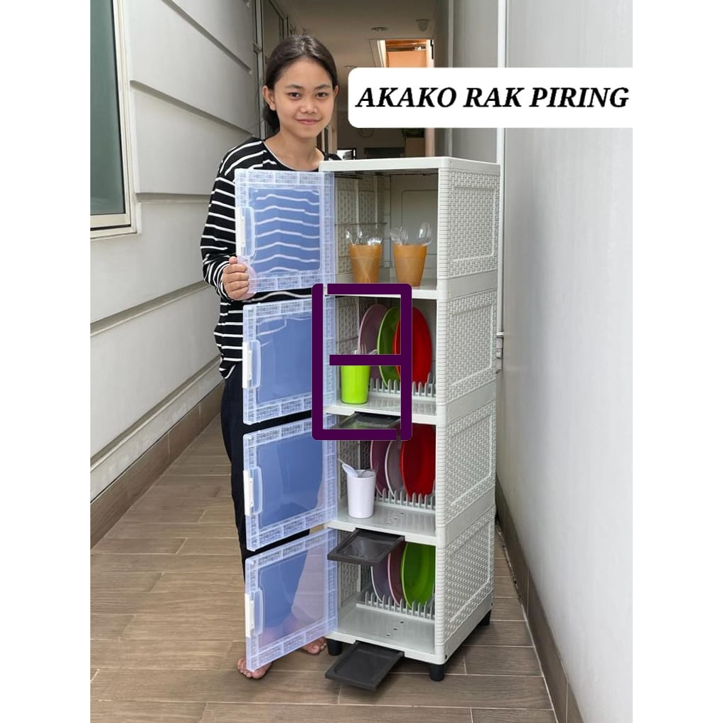 Rak Piring Plastik Rak Piring Rak Dapur Rak Serba Guna Akako + Nampan Penampung Air 4 Susun