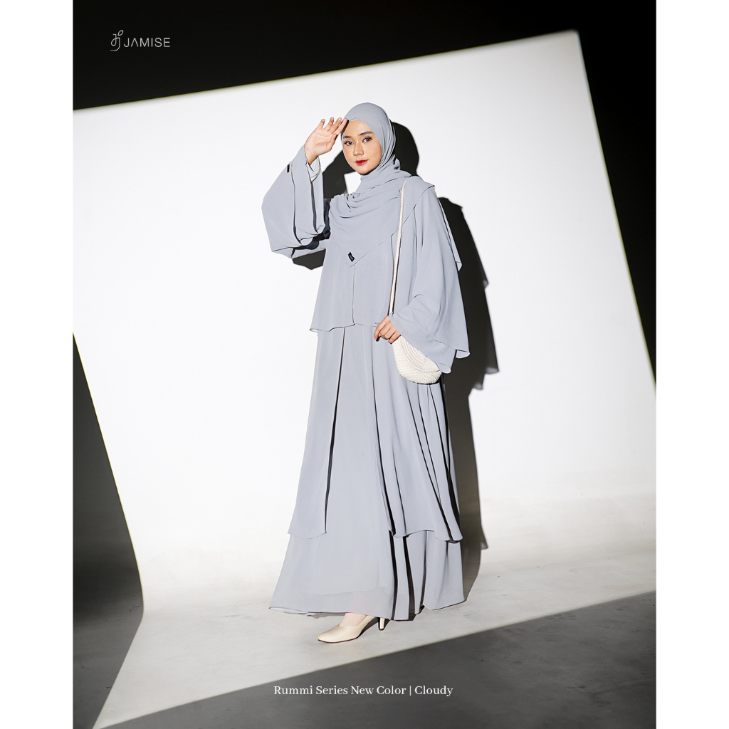 Jamise | Rummi Series New Color - Gamis Set Ceruty Layer-2