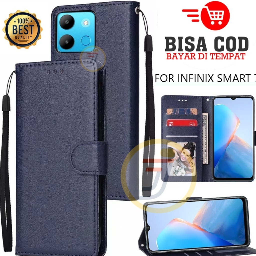 Flip Case Infinix Smart 7 Wallet Case Kulit - Casing Dompet Case Wallet Leather Flip Case Infinix Sm