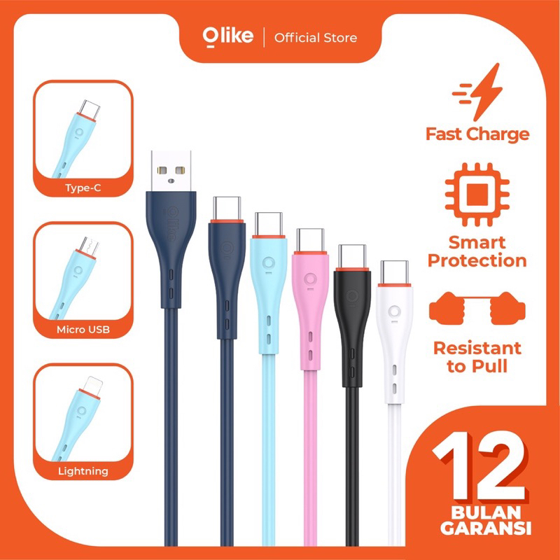 OLIKE D304M / D304C / D304L Kabel Data FAST CHARGING IPHONE/MICRO USB/TYPE-C 1M - Garansi 1 Tahun