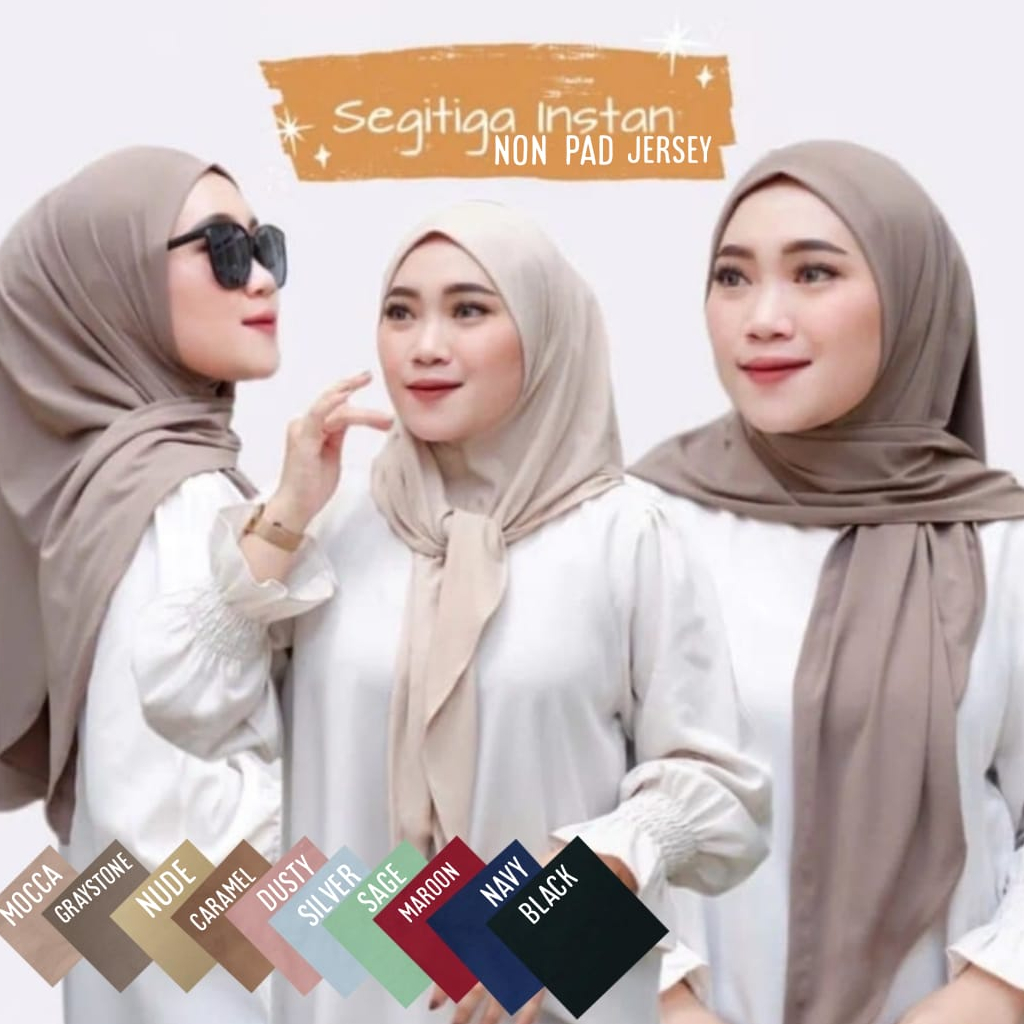 Hijab Kerudung Segitiga Instan Non-Pad - Jilbab Segitiga Instan Jersey Premium