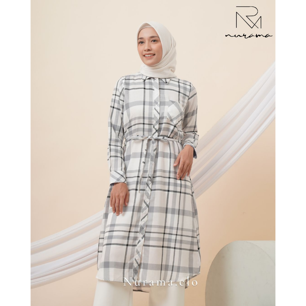 Nurama - Akleema Long Tunic Flanel | Tunik Kotak-Kotak