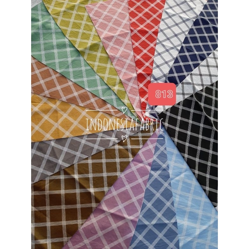 Kain Katun Jepang motif Kotak 813 checkers japan cotton tokai senko ori bahan gamis tunik mukena kem