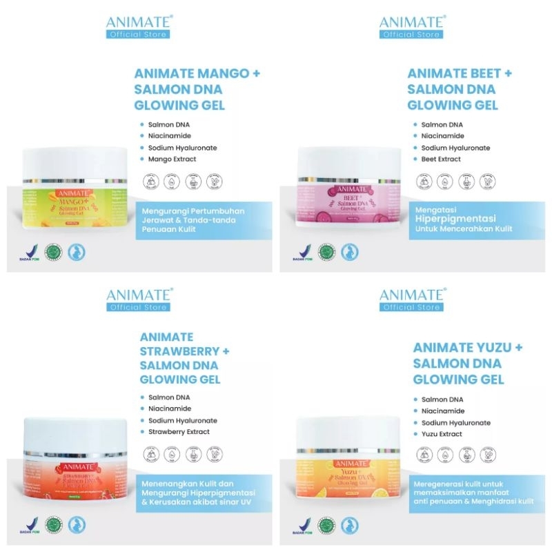 [10gr] Animate Salmon DNA Glowing Gel Series Mango | Beet | Strawberry | Yuzu