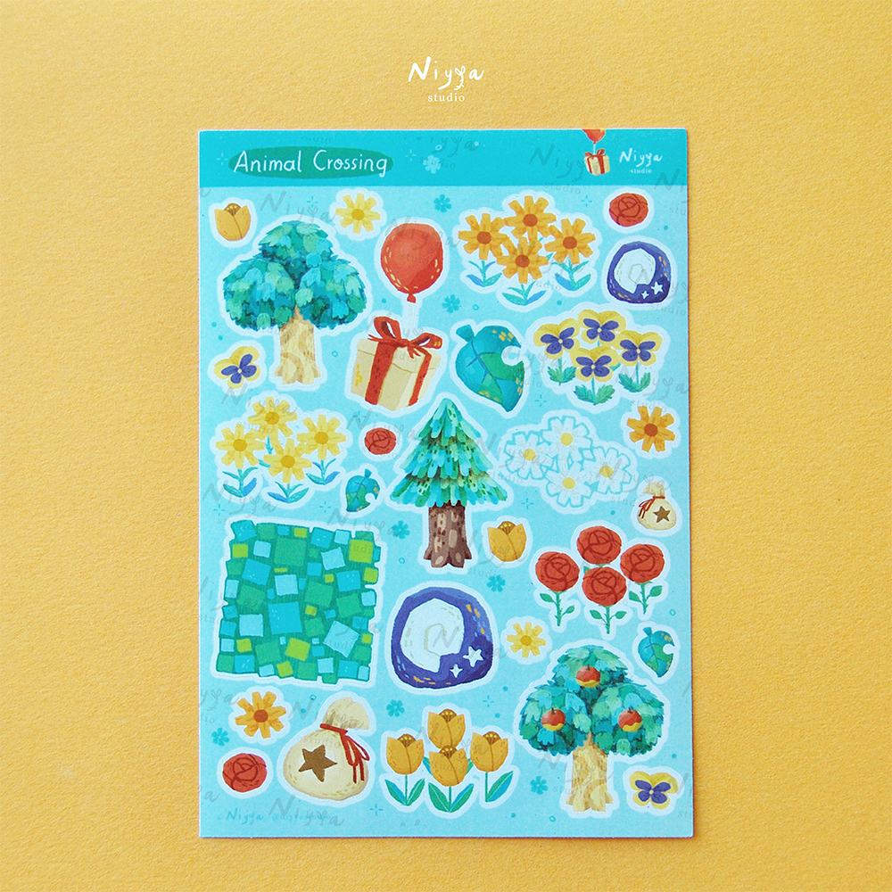 

Animal Crossing Sticker Sheet | Botanical Sticker | Journaling Decor | Scrapbooking