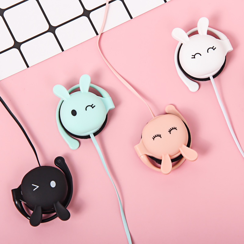 [KN-313] Headset Earphone Karakter Bentuk KEPALA KELINCI Ekspresi / Earphone Lucu RABBIT HEAD / Earphone On Ear Rabbit