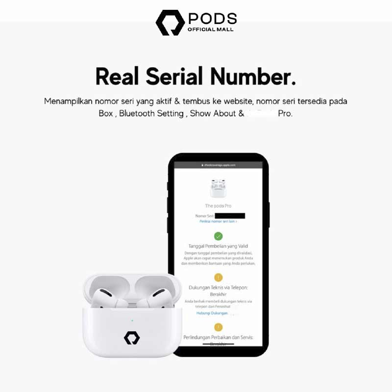 ThePods PRO 2024 - (IMEI &amp; Serial Number Detectable + Spatial Audio) - Final Upgrade Version 9D Hifi Stereo True Wireless Stereo Bluetooth Headset Earphone Mini Earbuds - Headphone ANC TWS Charging Case Earpods - By Pods Indonesiaaaaaaa