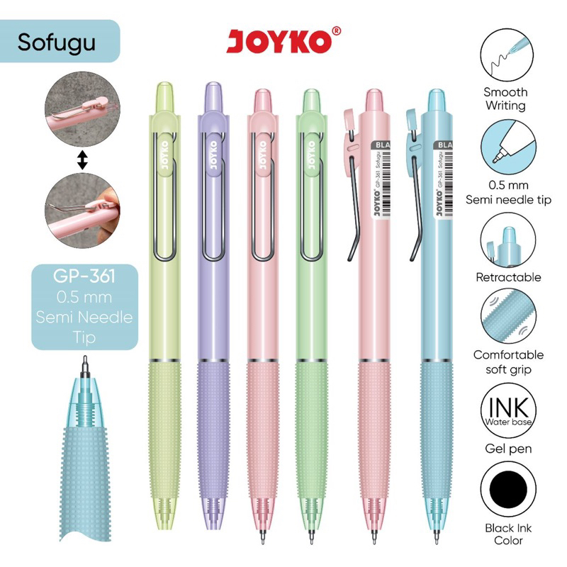 

( 1 pcs ) Pulpen Retractable Joyko Sofugu / Gel Pen Cetrek / Bolpen jel GP-361 0.5mm Joyko ( tersedia harga lusin )