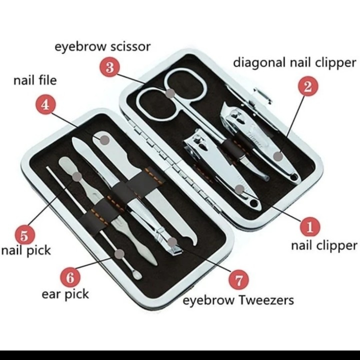 Peralatan Manicure Pedicure 7in1 Mini/Gunting Kuku Set /Pembersih kuku