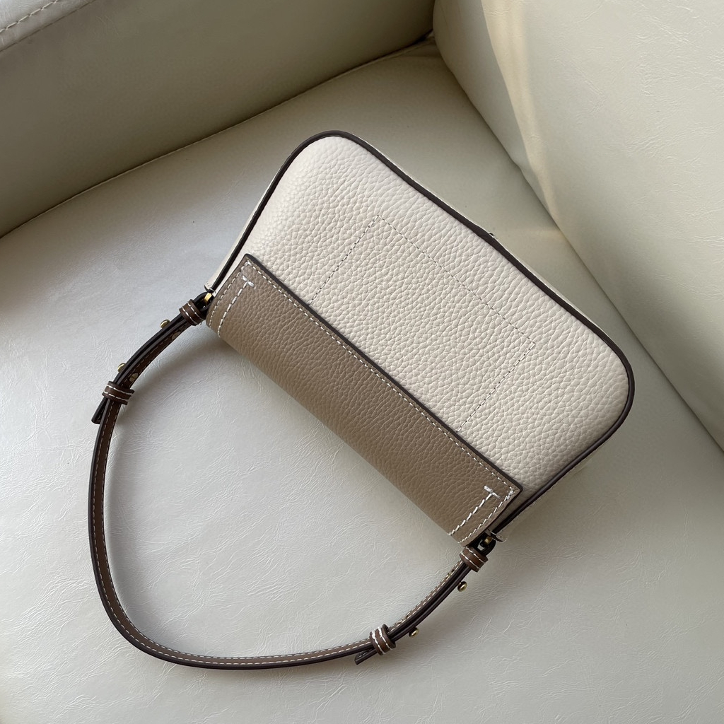 TB 144026 144020  milk tea color matching new felix lychee patterned cowhide shoulder bag, crossbody bag, underarm bag, small square bag, stick bag, color matching cowhide handheld cover, shoulder bag, detachable shoulder straps