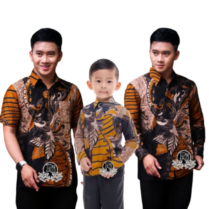 kemeja batik pria m l xl xxl pekalongan motif sangku kuning