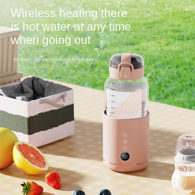 Termos air panas ASI Tumbler thermos 250ml pemanasan nirkabel Stainless Steel Led Display Temperatur Portable Import baby bottle warmer Penghangat Botol Susu Bayi JR01