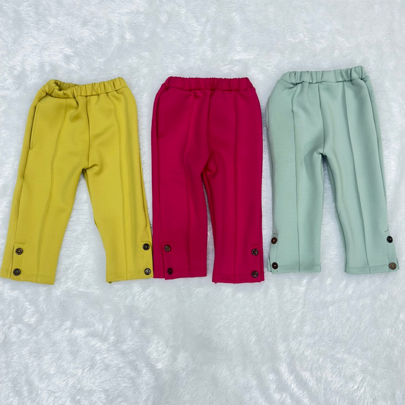 Celana Panjang anak Perempuan Scuba Pant belah Samping kancing premium 1-6 Tahun, Syasha Pant Cewek