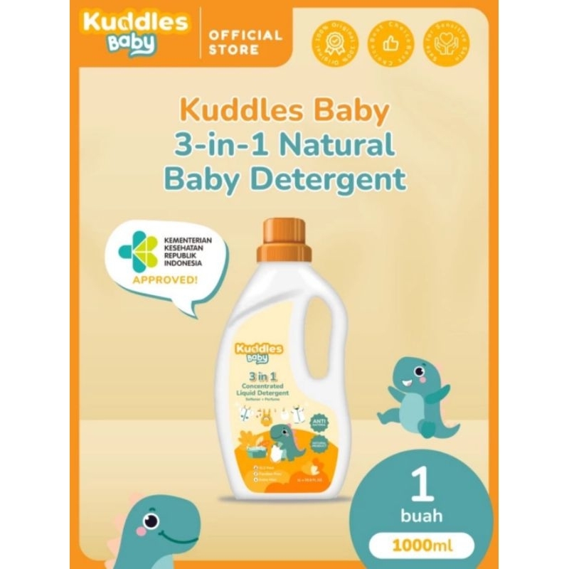 Kuddles Baby 3in1 Natural Baby Detergent  / Pelembut, Pewangi dan Pembersih