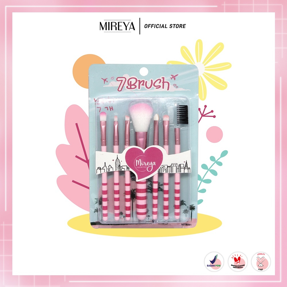 Mireya 7 Brush Set - Kuas Make up Isi 7 / Brush Make up Isi 7 Kuas Makeup Set Kosmetic Brush Powder Eye Shadow Foundation Blusher