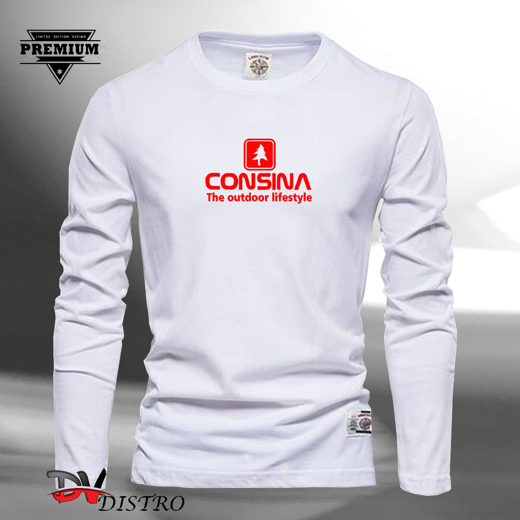 Promo Kaos Keren Lengan Panjang Consina Premium 01 Text Merah Kaos Tangan Panjang / Kaos Distro Tang