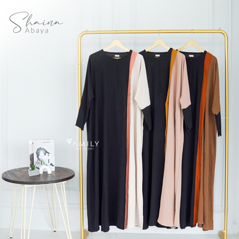 SHAINA ABAYA SET AMILY GAMIS SET BUSUI KHIMAR SYARI MURAH CANTIK DRESS JUMBO JILBAB NON PET CRINKLE 
