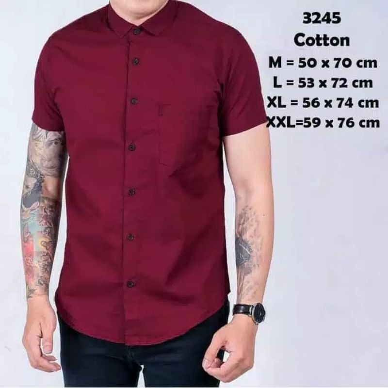 Kemeja Polos Katun Kerja Kantor Formal Lengan Pendek Pria / kemejapria/kemejakerja