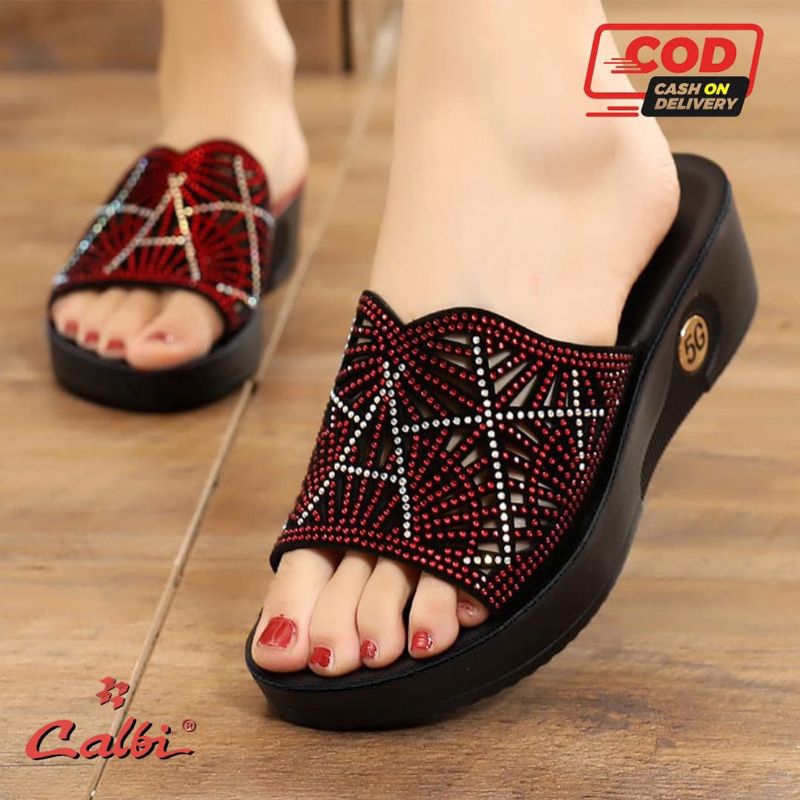 Sandal Wanita Calbi Model Terbaru 2022 Motif Blink Mutiara Pelangi COD