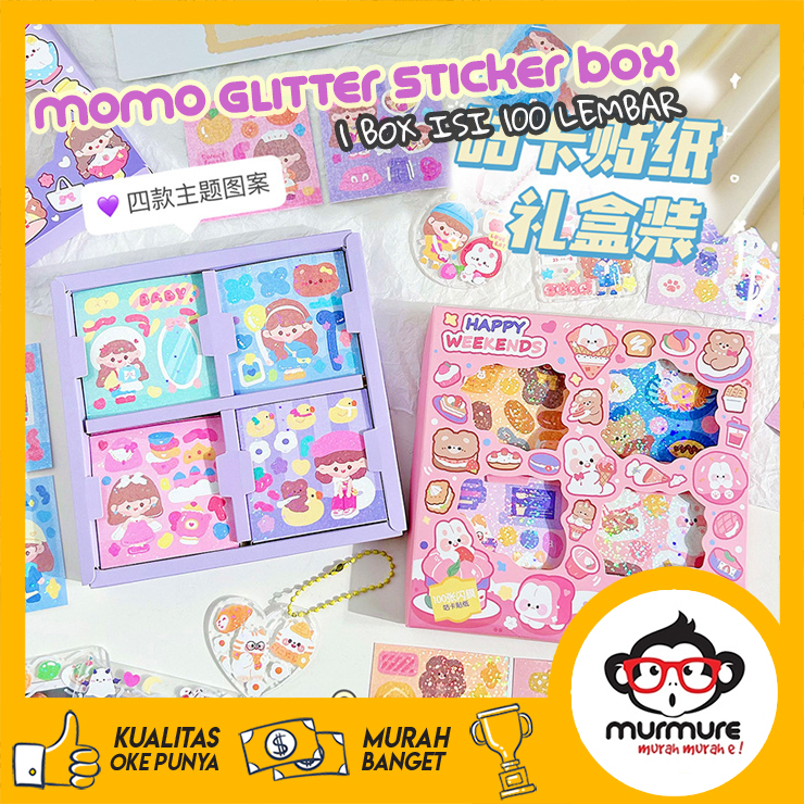 

MURMURE | STICKER BOX ISI 100 LEMBAR STICKER MOMO GLITTER 100PCS 200PCS 200 LEMBAR
