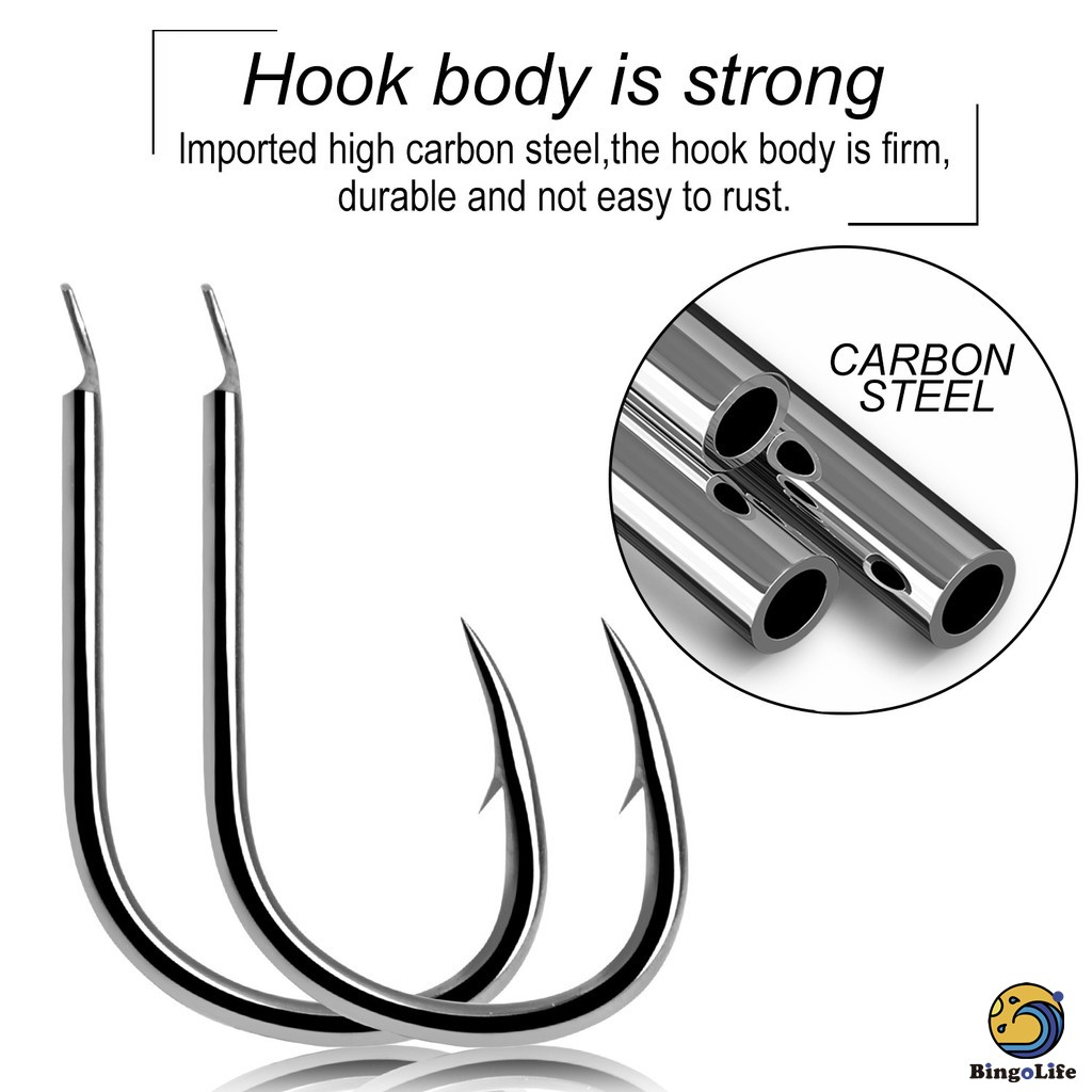 Jepang Kail Carbon Fishing Hook 50PCS Kepala Tajam Tahan Lama Pengait Berduri