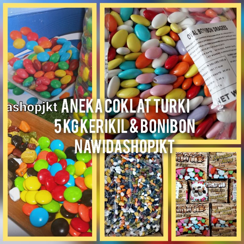 

Coklat Turki 1 dus 5 kg Kerikil Bonibon Chacha Besar Kecil Almond Oleh Oleh Haji dan Umroh