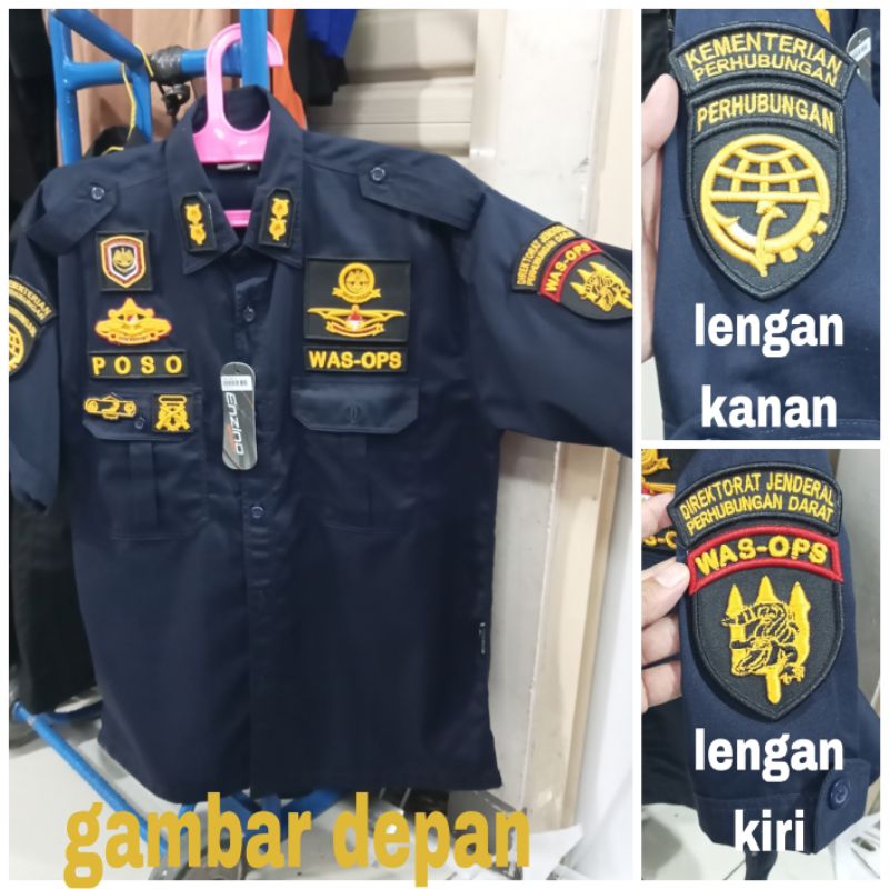 kemeja pendek KEMENHUB perhubungan laut WAS-OPS full bordir timbul