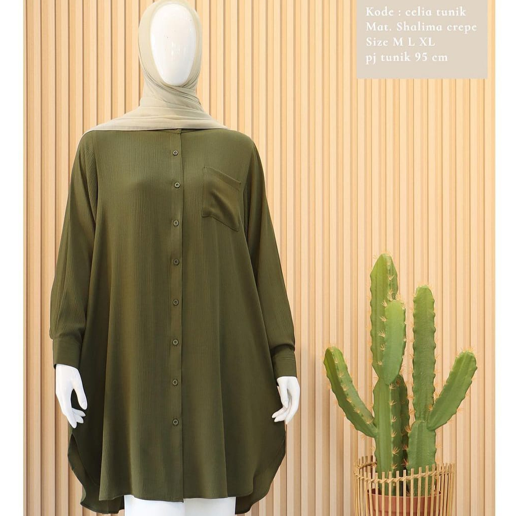 Celia Shalimah Tunik by Disiko Exclusive / Tunik Polos / Tunik Crincle Polos / Tunik Crincle / Tunik
