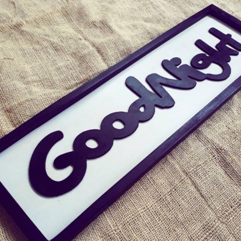 Hiasan dinding  good night - Pajangan pigura walldecor tulisan timbul
