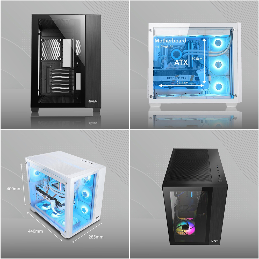 CASING ENLIGHT Z7 WHITE | Midle Tower Case - Tempered Glass