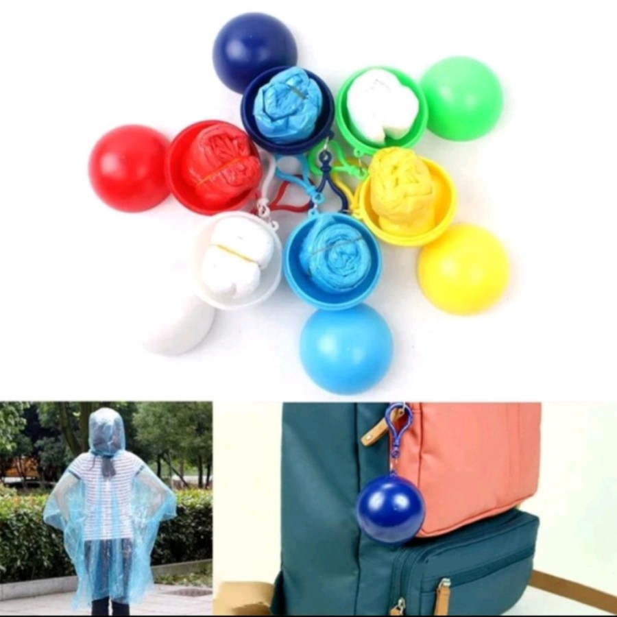 EM Jas hujan gantungan bola dengan gantungan kunci warna warni
