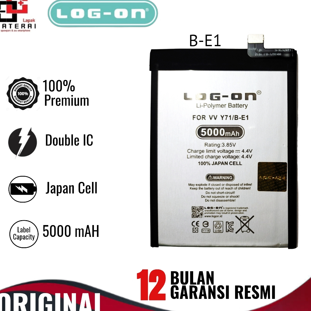 Log on - B-E1 Vivo Y71  Double IC Battery Baterai Batre