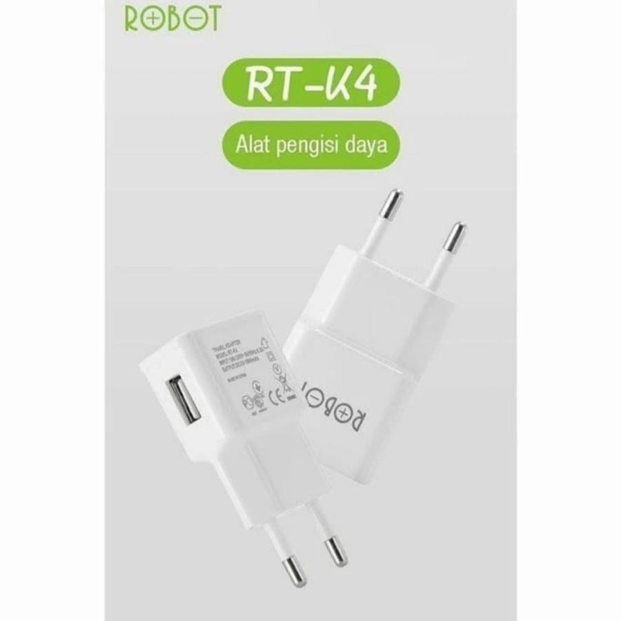 ADAPTOR CHARGER ROBOT RT-K4 SINGLE PORT USB FAST 5V 1A KEPALA CHARGER ROBOT 1 PORT